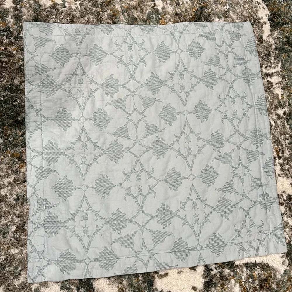 Pottery Barn Jacquard Matelasse Blue Gray (lite green)Euro Shams 26”x26”Set of 2